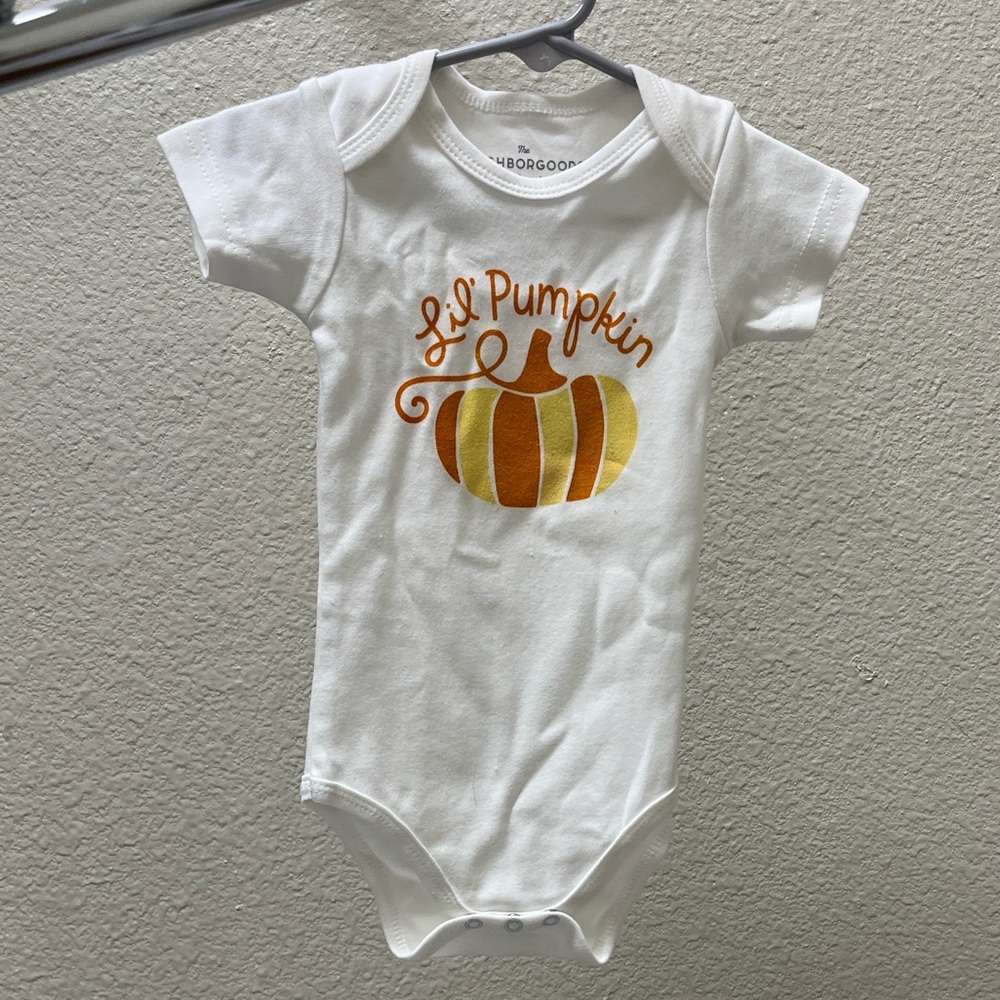 Lil Pumpkin White and Gold Baby Bodysuit